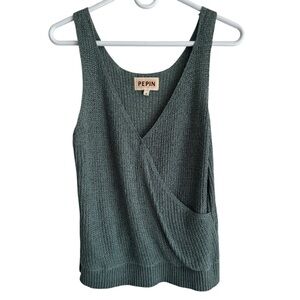 Pepin Anthropologie Knit Faux Wrap Tank Top, Size S